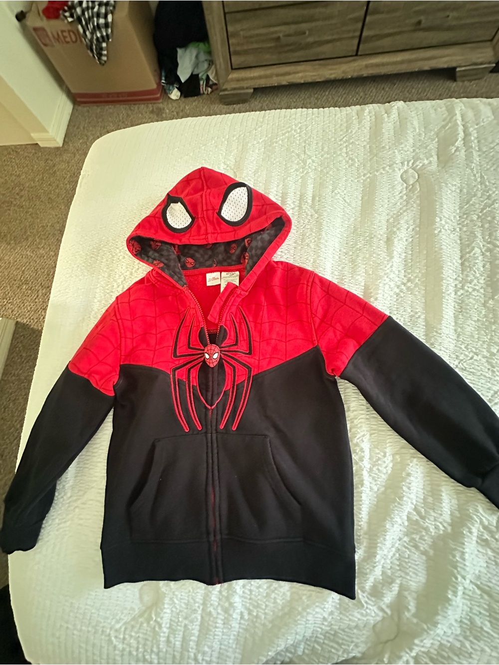 Spiderman Red and Black Pullover Hoodie with Spider Emblem